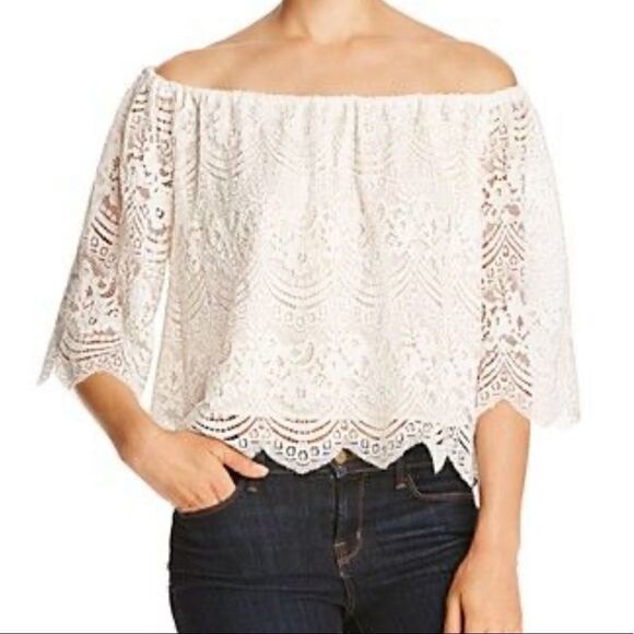 cupcakes & cashmere Cream/White Off-the-Shoulder Lace Top - Picture 5 of 16